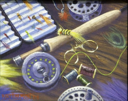 Grandpa, What’s the name of this bug? Acrylic on canvas, in Fly fishing